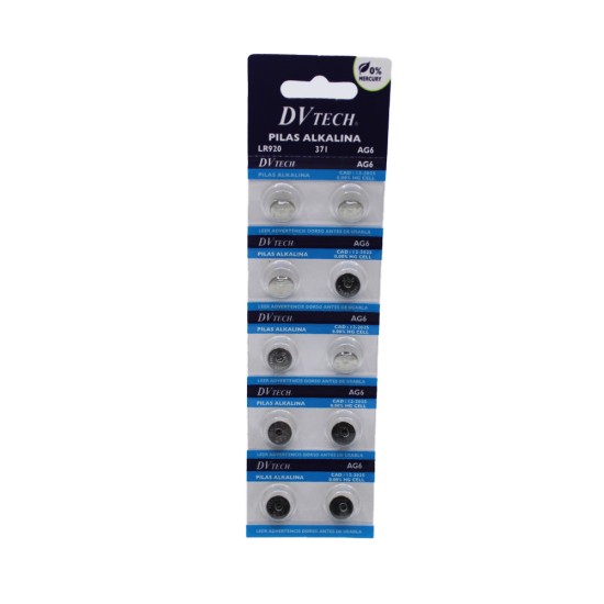 DV TECH ALKALINA BUTTON CELL BATTERY LR920/371/AG6 DV TECH ALKALINA BUTTON CELL BATTERY LR920/371/AG6